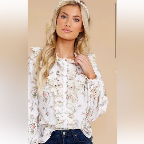 Loveshackfancy Bloomfield Floral Print Blouse Size M - Picture 2 of 15